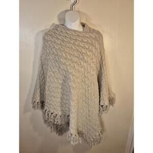 Lemon  Women's Shawl,Wool Blend,Beige,Neutral Med, Oversize, Chunky, Fringe